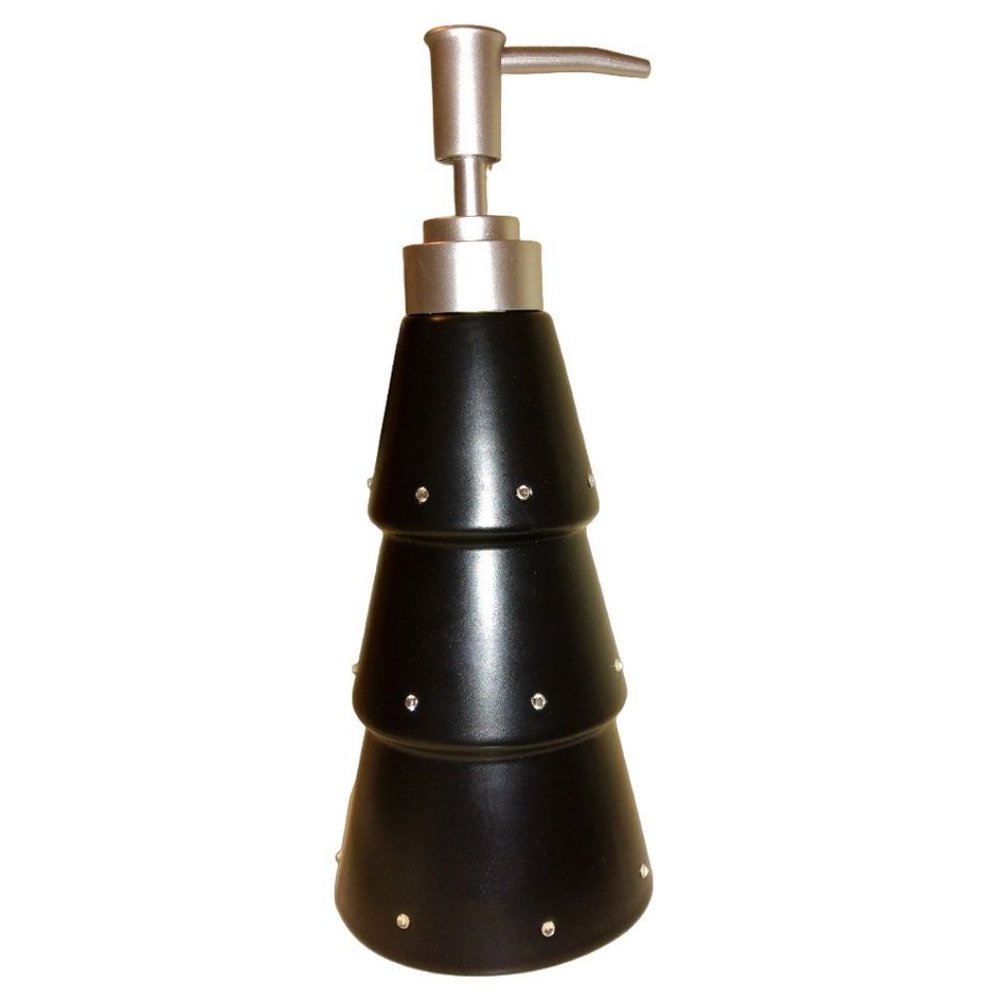 DKNY Black Tiered Rhinestone Studded Ceramic Soap Dispenser
